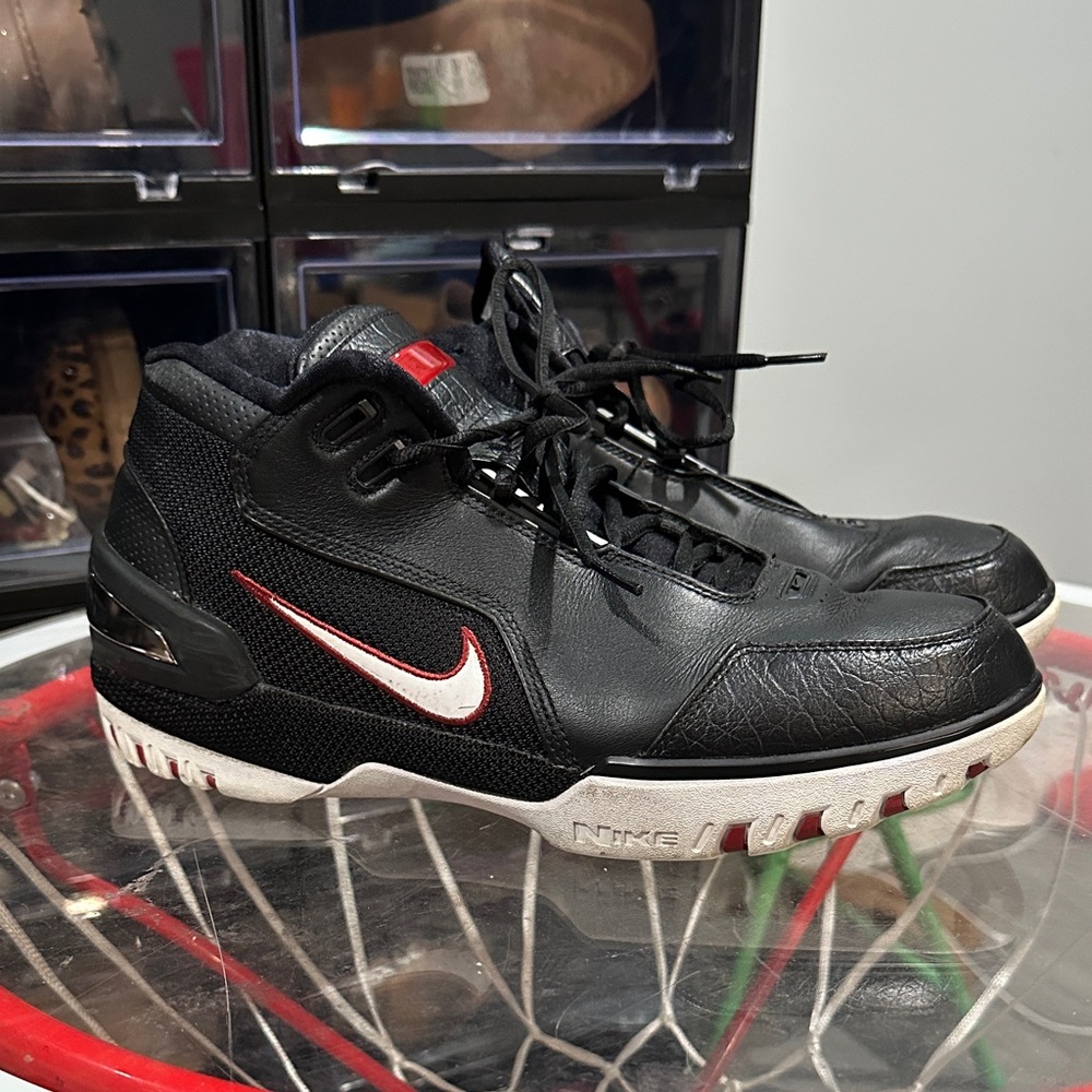 Nike Lebron Zoom Generation Black and White High-Top Sneakers with Red Accents